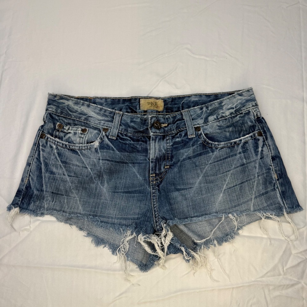BKE Denim Womens Size 30 Blue Distressed Cut Off Jean Shorts Medium Wash Cotton